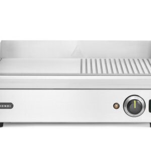 Płyta grillowa w połowie żebrowana, HENDI, Kitchen Line, 1/2 gładka, 1/2 ryflowana, 230V/2400W, 527x404x(H)233mm