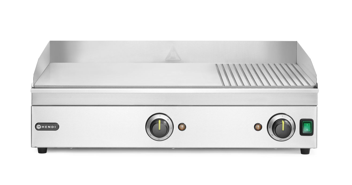 Płyta grillowa w ⅓ żebrowana, HENDI, Kitchen Line, 2/3 gładka, 1/3 ryflowana, 230V/3500W, 697x474x(H)241mm