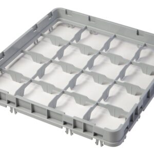 Nadstawka do koszy half drop 500x500 mm szara, model E2, Cambro, liczba przegródek: 16 (4x4), wymiar przegródki: 111x111 mm, jasnoszary, 499x499x(H)51mm