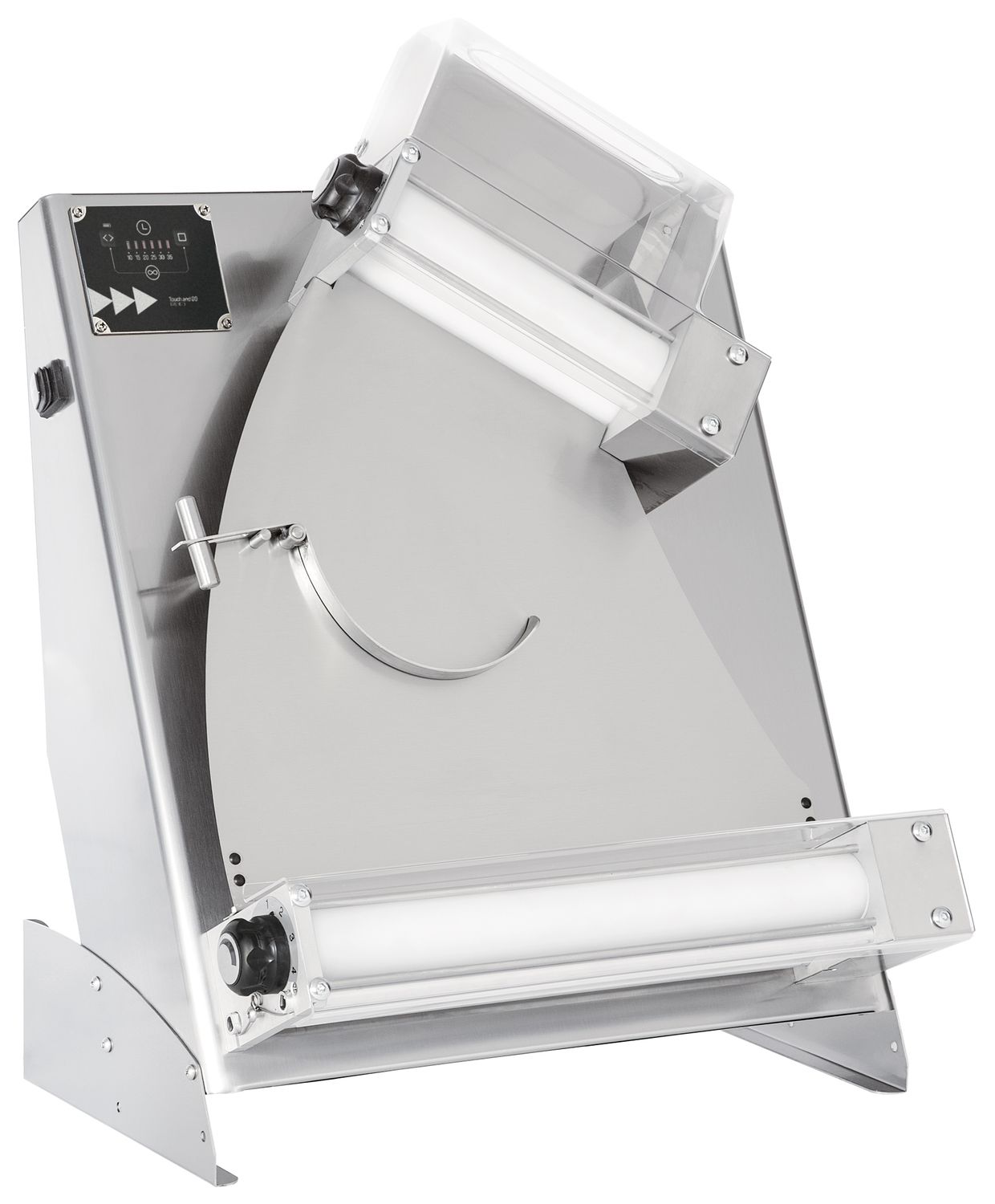Wałkownica elektryczna do pizzy Prismafood 300 z 2 parami wałków, Prismafood, waga porcji ciasta 0,08 - 0,21 kg, 230V/250W, 475x375x(H)660mm