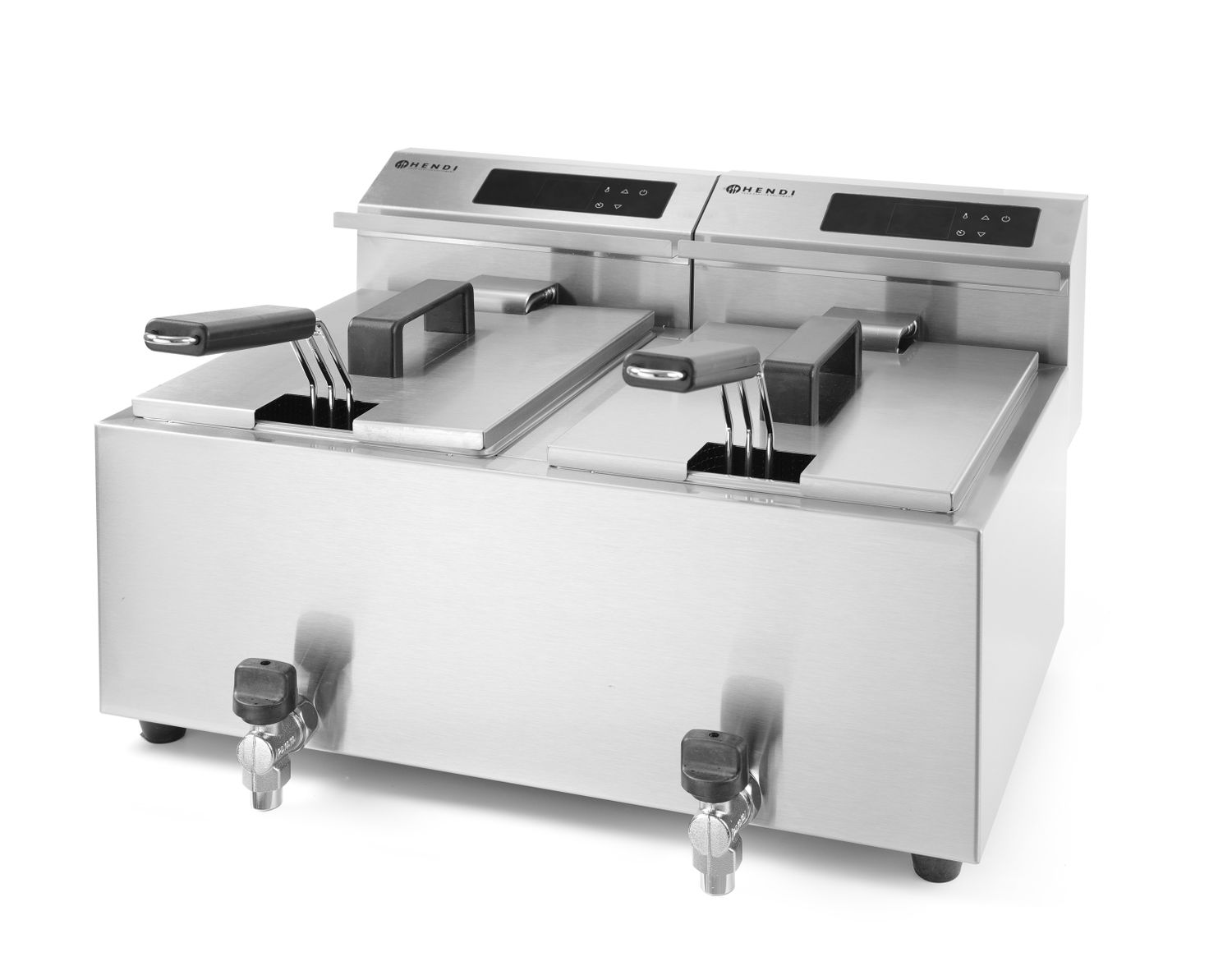 Frytownica z panelem cyfrowym z kranem spustowym 2×8 l, HENDI, Profi Line, 16L, 230V/7000W, 605x515x(H)350mm - obrazek 4