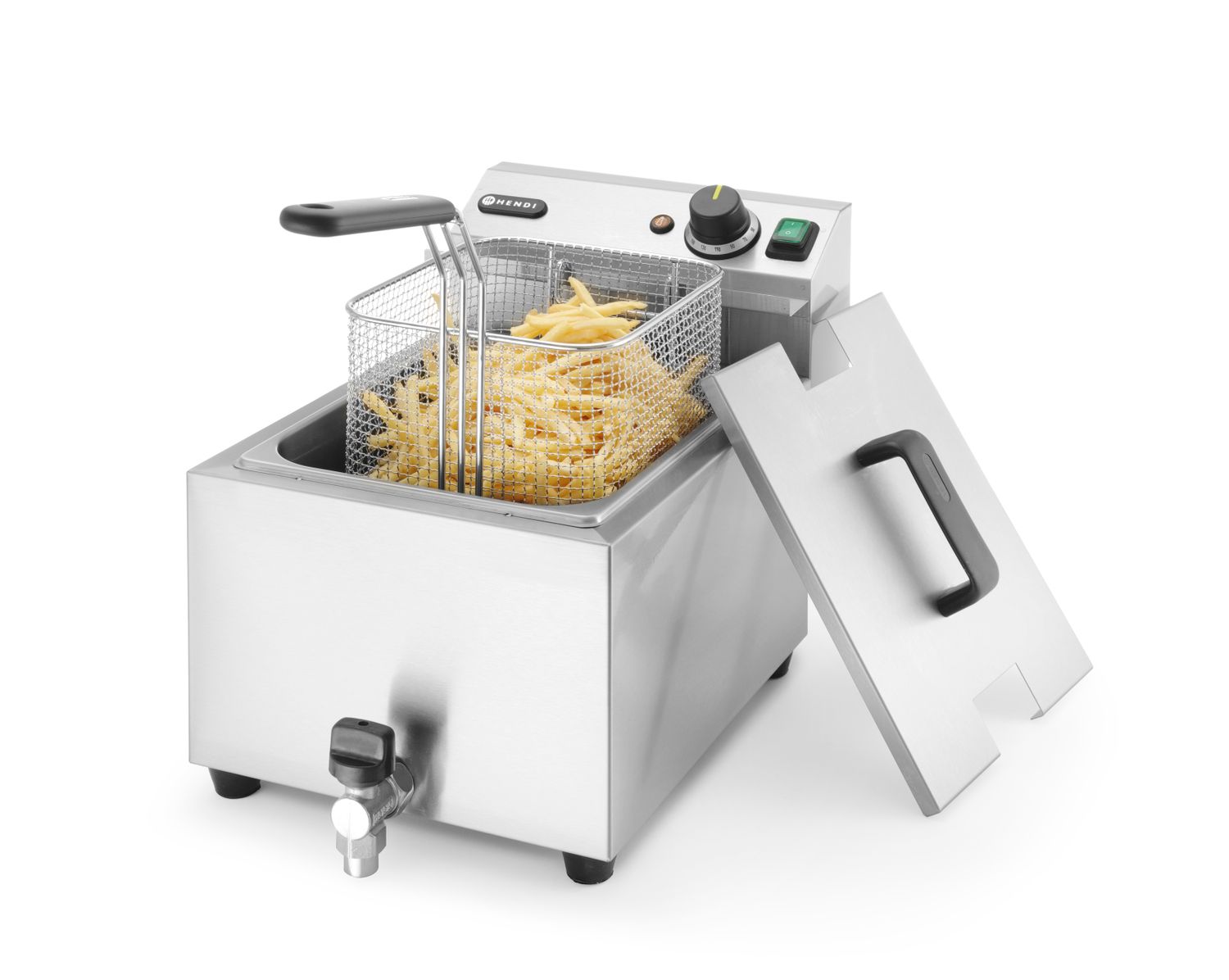 Frytownica manualna z kranem spustowym, 8 l, HENDI, Profi Line, 8L, jasnoszary, 230V/3500W, 305x515x(H)354mm - obrazek 2