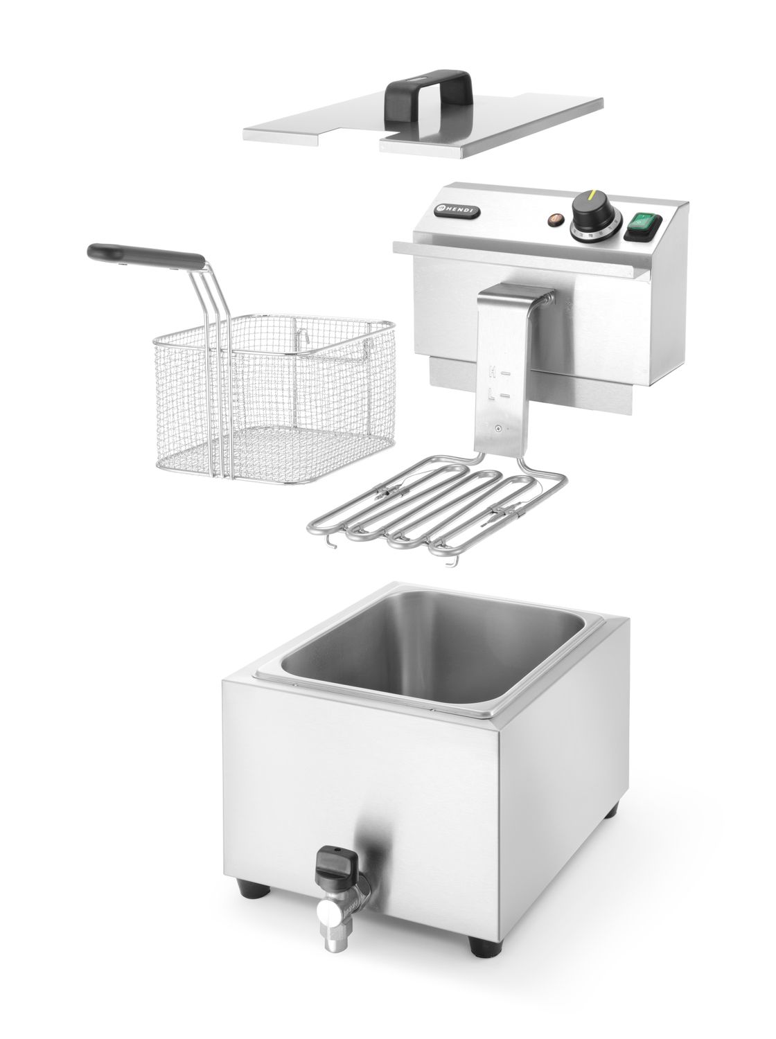 Frytownica manualna z kranem spustowym, 8 l, HENDI, Profi Line, 8L, jasnoszary, 230V/3500W, 305x515x(H)354mm - obrazek 6