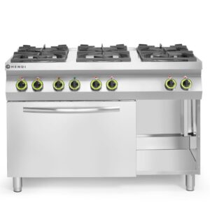 Kuchnia gazowa 6-palnikowa z konwekcyjnym piekarnikiem elektrycznym GN 1/1, HENDI, Kitchen Line, 230V/3000W, 28,5kW, 1200x722x(H)900mm