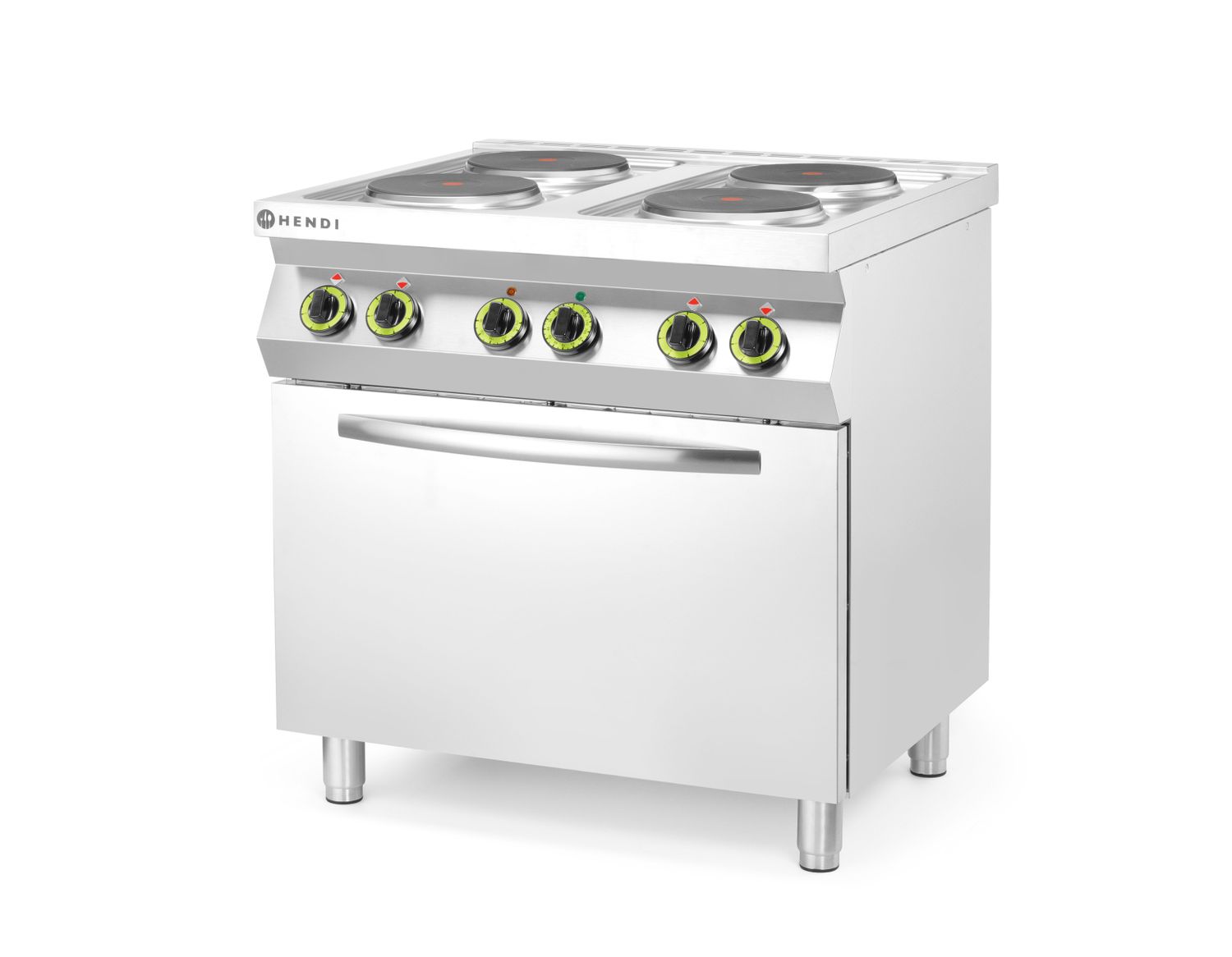 Kuchnia elektryczna 4-płytowa z konwekcyjnym piekarnikiem elektrycznym GN 1/1, HENDI, Kitchen Line, GN 1/1, 400V/13400W, 800x700x(H)900mm