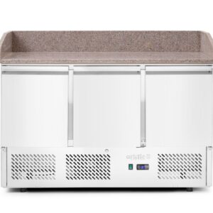 Stół chłodniczy do pizzy 3-drzwiowy z nadstawą i blatem granitowym, Arktic, 254L, 230V/400W, 1400x700x(H)1491mm