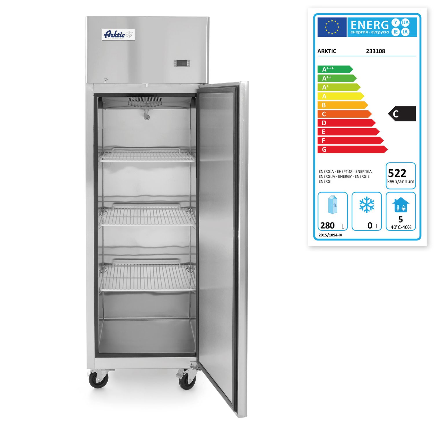 Szafa chłodnicza 410 l, Arktic, Profi Line, 230V/290W, 600x740x(H)1950mm - obrazek 6