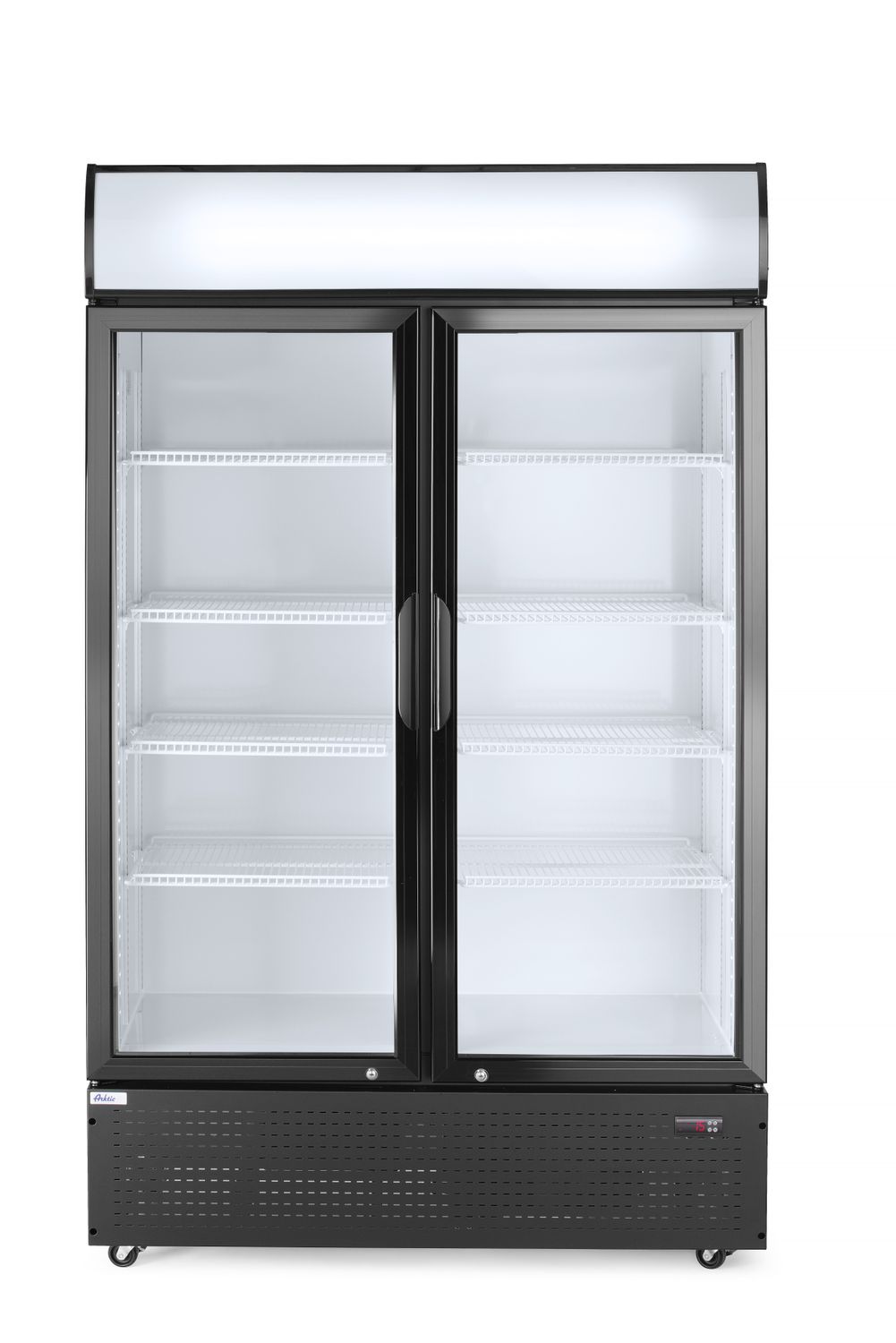 Lodówka barowa z podświetlanym panelem, 2-drzwiowa, Arktic, 512L, czarny, 230V/510W, 1120x585x(H)1900mm