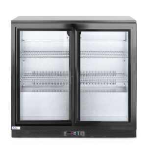 Lodówka barowa z podwójnymi drzwiami suwanymi, Arktic, 158L, czarny, 230V/160W, 900x520x(H)865mm