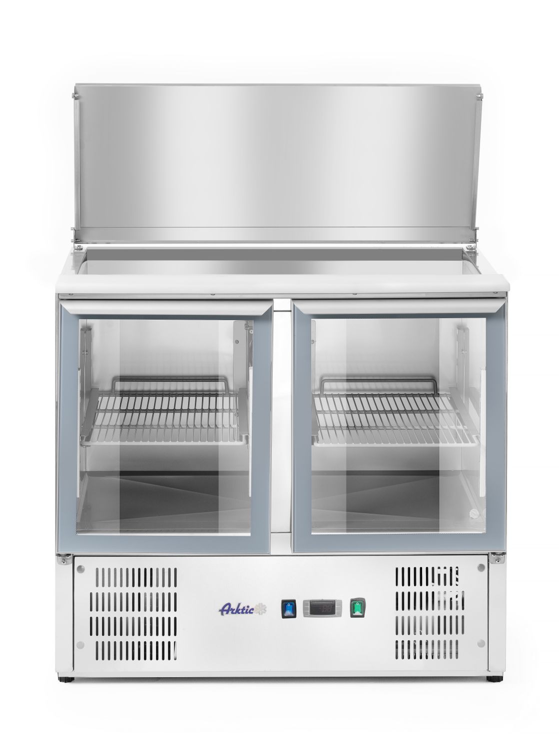 Stół chłodniczy 2-drzwiowy przeszklony z pokrywą uchylną, Arktic, 247L, 230V/145W, 900x700x(H)860mm - obrazek 2