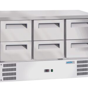 Stół chłodniczy z 6 szufladami, Arktic, GN 1/1, 368L, 230V/304W, 1365x700x(H)855mm