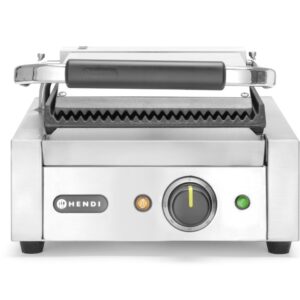 Grill kontaktowy pojedynczy, HENDI, góra i dół ryflowane, 230V/1800W, 310x375x(H)216mm