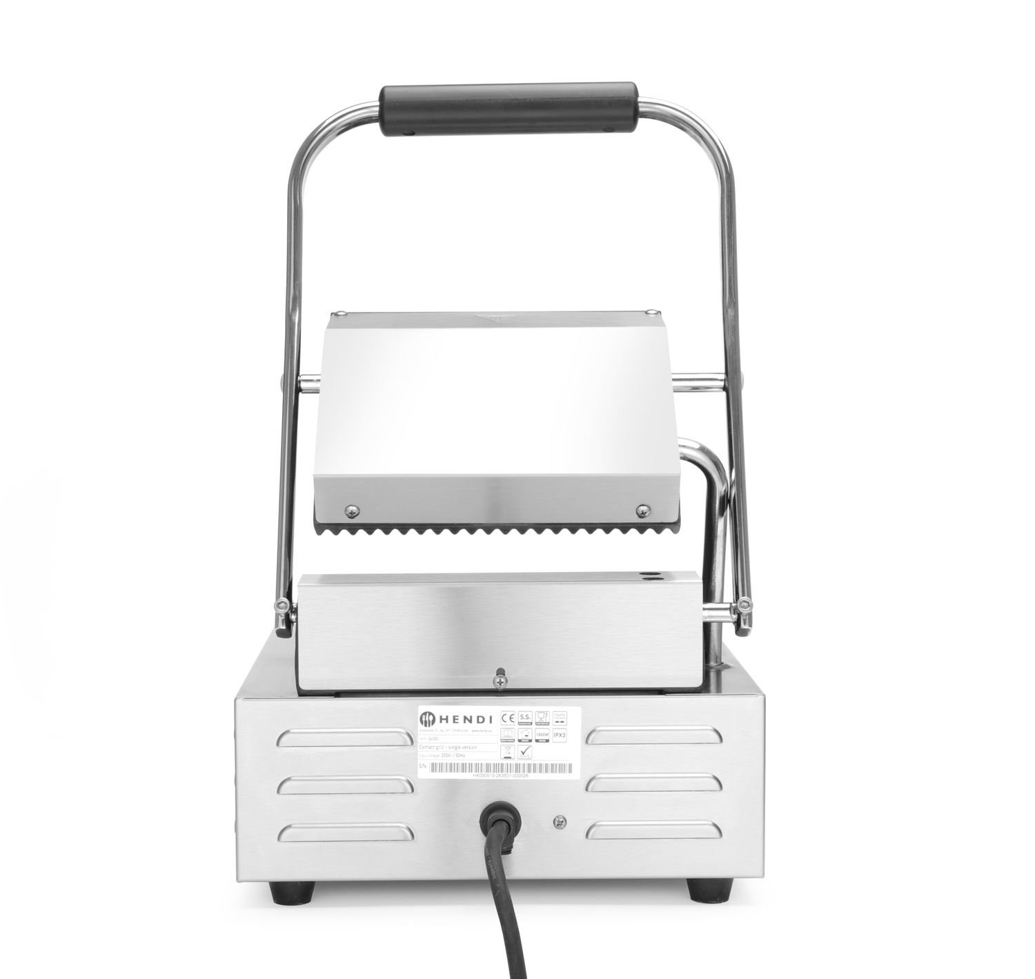 Grill kontaktowy pojedynczy, HENDI, góra i dół ryflowane, 230V/1800W, 310x375x(H)216mm - obrazek 4
