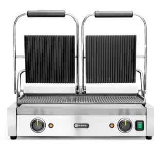 Grill kontaktowy podwójny Ryflowany, HENDI, góra i dół ryflowane, 230V/3600W, 570x375x(H)216mm