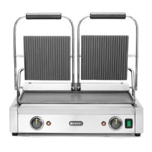 Grill kontaktowy podwójny, HENDI, góra ryflowana , dół gładki, 230V/3600W, 570x375x(H)216mm