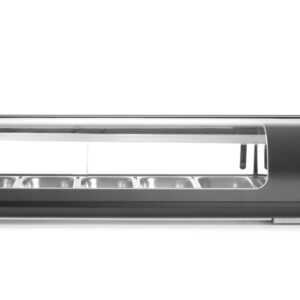 Witryna chłodnicza do sushi, Arktic, W zestawie pojemniki: 6x GN 1/3 (H) 40 mm., GN 1/3, czarny, 230V/190W, 1529x426x(H)296mm