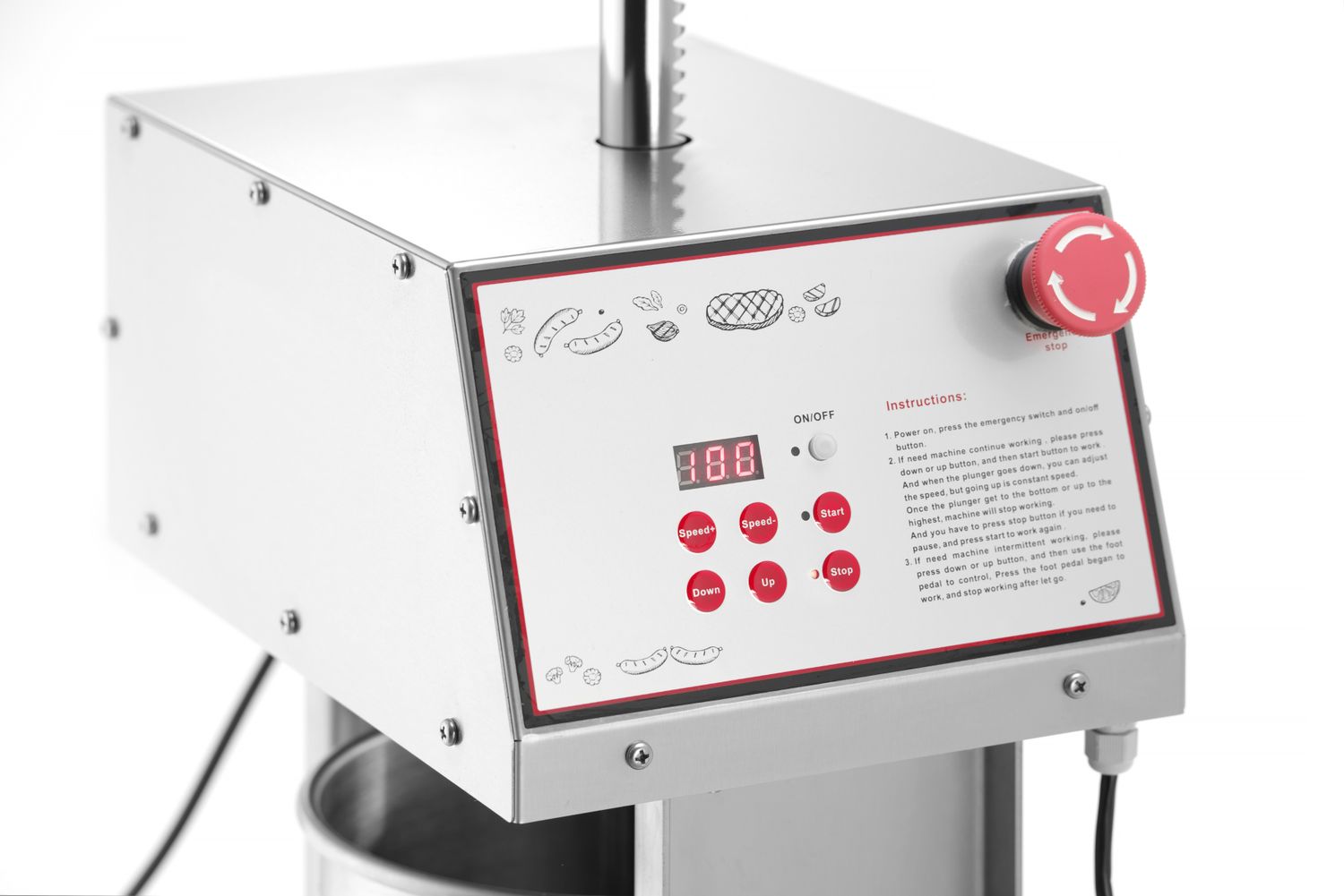 Nadziewarka elektryczna do kiełbas , HENDI, 15L, 230V/60W, 450x350x(H)750mm - obrazek 2