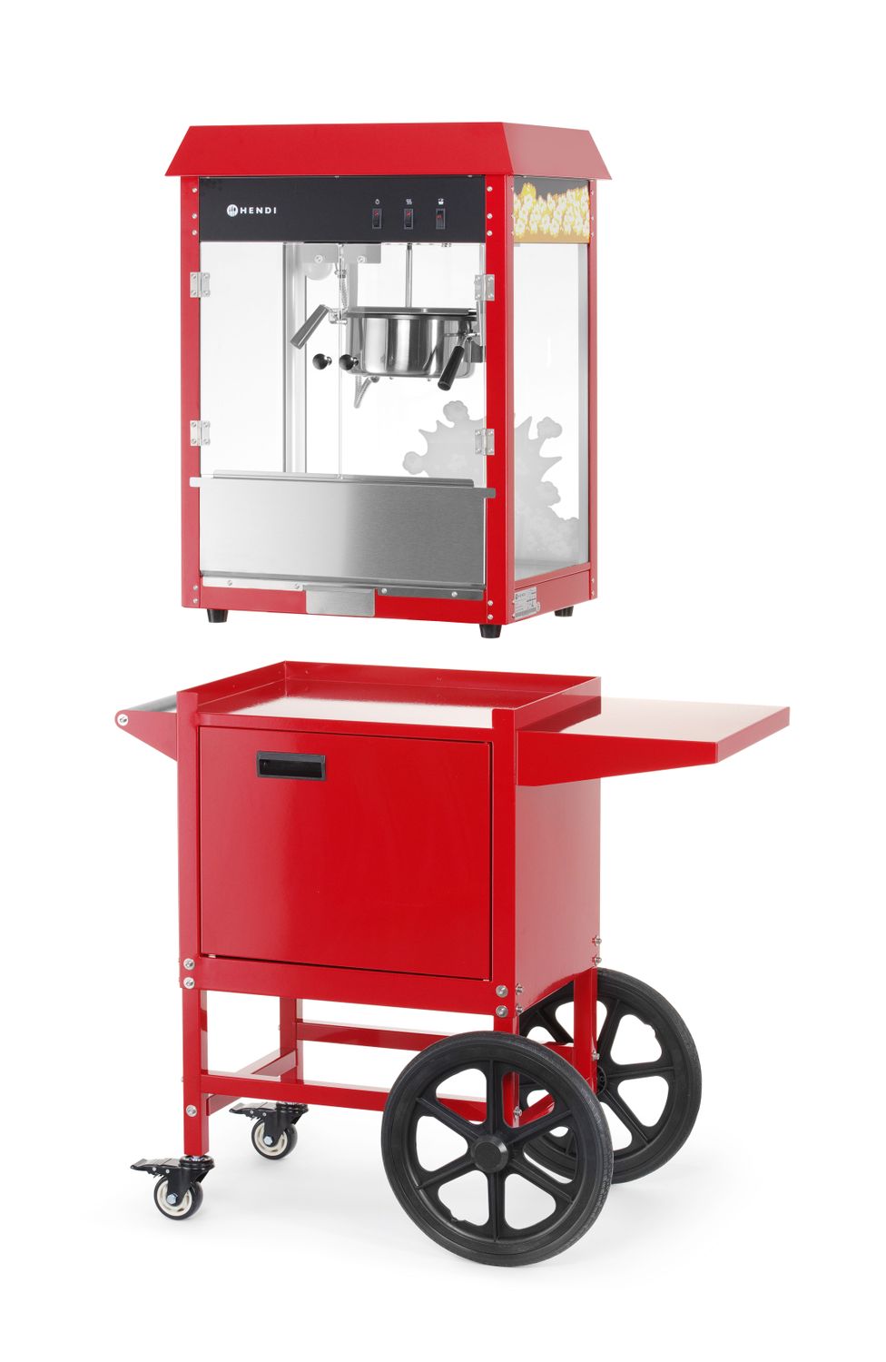 Urządzenie do popcornu z wózkiem, HENDI, czerwony, 230V/1155W, 940x510x(H)1553mm - obrazek 6