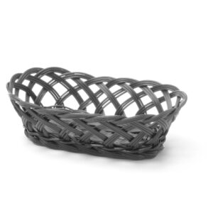 Koszyk pleciony, HENDI, owalny, czarny, 225x130x(H)55mm