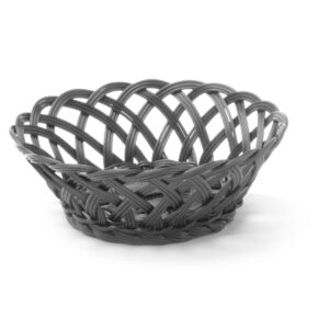 Koszyk pleciony, HENDI, okrągły, czarny, 200x200x(H)65mm
