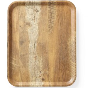 Taca do serwowania z laminatem z melaminy, antypoślizgowa, z wzorem drewna, AmerBox, drewno, 330x430mm