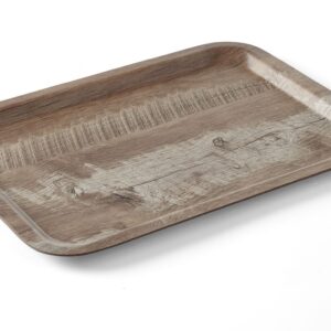 Taca do serwowania z laminatem z melaminy, antypoślizgowa, z wzorem drewna, AmerBox, ciemne drewno, 240x340mm