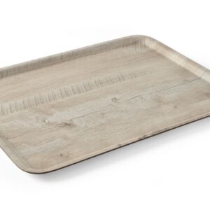 Taca do serwowania z laminatem z melaminy, antypoślizgowa, z wzorem drewna, AmerBox, jasne drewno, 370x530mm