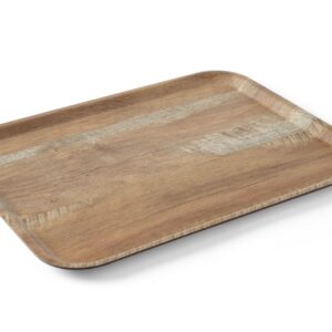 Taca do serwowania z laminatem z melaminy, antypoślizgowa, z wzorem drewna, AmerBox, drewno, 370x530mm