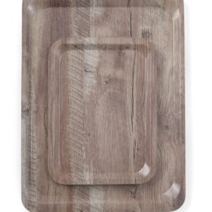 Taca do serwowania z laminatem z melaminy, antypoślizgowa, z wzorem drewna, AmerBox, ciemne drewno, 370x530mm