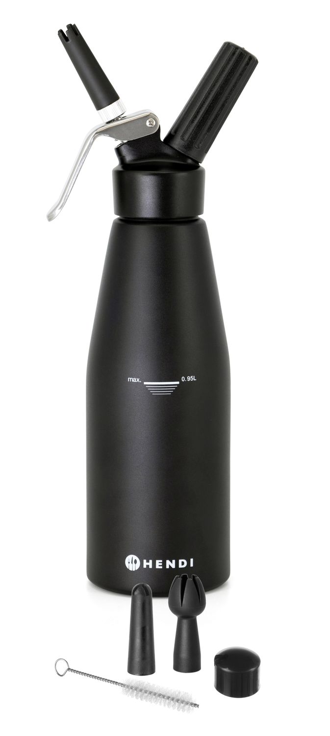 Syfon do bitej śmietany, HENDI, Kitchen Line, 0,95L, czarny, ⌀95x(H)320mm - obrazek 2