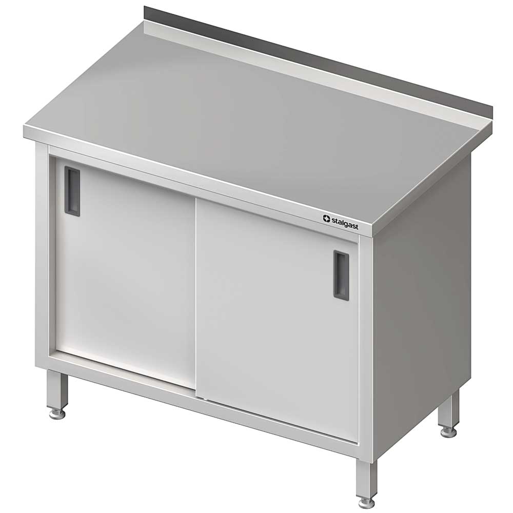 Stół stalowy przyścienny z drzwiami suwanymi 1200x600x850 mm