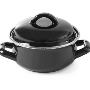 Garnek do zup i sosów z pokrywką, HENDI, 0,5L, czarny, ⌀135x(H)105mm