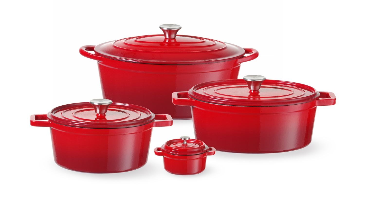 Garnek żeliwny emaliowany, HENDI, 0,27L, czerwony, 130x100x(H)48mm, Okrągły - obrazek 2