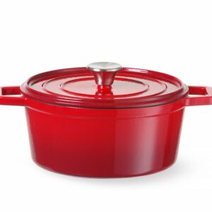 Garnek żeliwny emaliowany, HENDI, 3,7L, czerwony, 317x240x(H)105mm, Okrągły