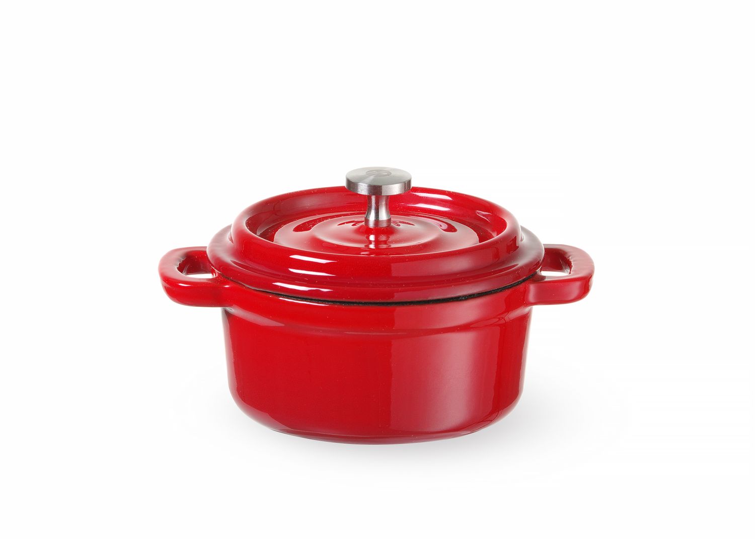 Garnek żeliwny emaliowany, HENDI, 0,27L, czerwony, 130x100x(H)48mm, Okrągły