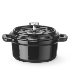 Garnek żeliwny emaliowany, HENDI, 0,27L, czarny, 130x100x(H)48mm, Okrągły
