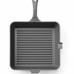 Patelnia żeliwna do grillowania, HENDI, czarny, 250x250x(H)50mm, Kwadratowy