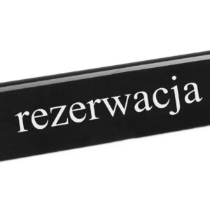 Tabliczka informacyjna „Rezerwacja”, HENDI, "rezerwacja", 130x30x(H)38mm