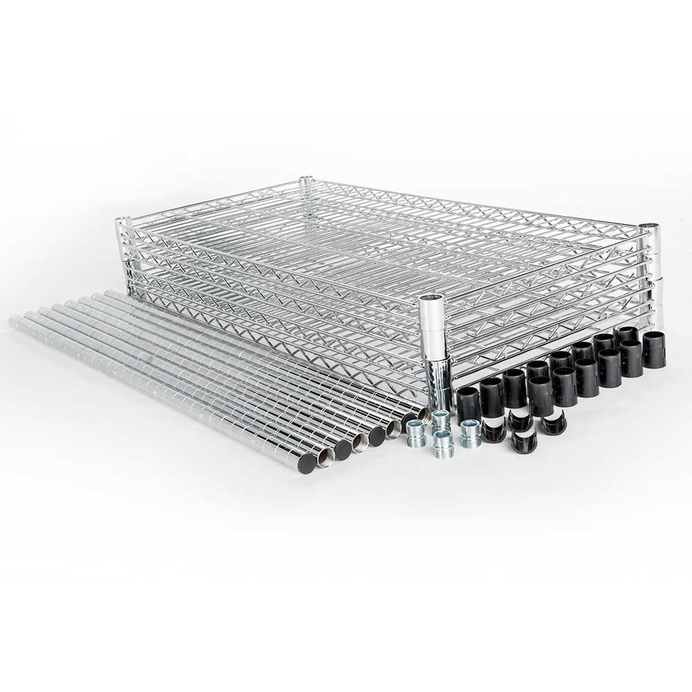 Regał chromowany, 4 półki, składany, Gredil, 900x450x1800 mm - obrazek 3