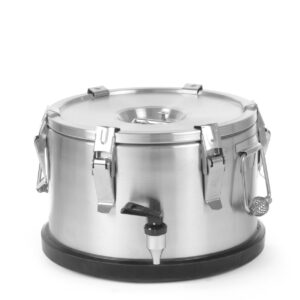 Termos do transportu żywności – z kranem, HENDI, Profi Line, 10L, srebrny, ⌀330x(H)220mm