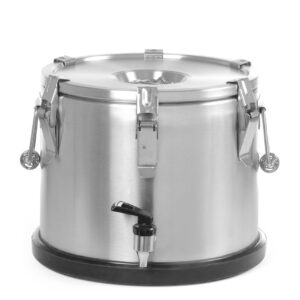 Termos do transportu żywności – z kranem, HENDI, Profi Line, 15L, srebrny, ⌀330x(H)280mm