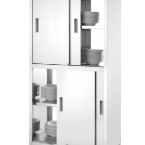 Szafa przelotowa z przegrodą i drzwiami suwanymi – skręcana, HENDI, Kitchen Line, 800x500x(H)1800mm