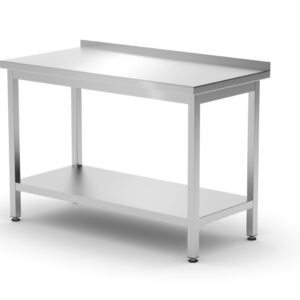 Stół przyścienny z półką – skręcany, głębokość 600 mm, HENDI, Profi Line, 1200x600x850 mm, 1200x600x(H)850mm