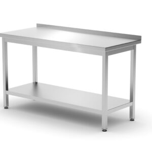 Stół przyścienny z półką – skręcany, głębokość 600 mm, HENDI, Profi Line, 1400x600x850 mm, 1400x600x(H)850mm