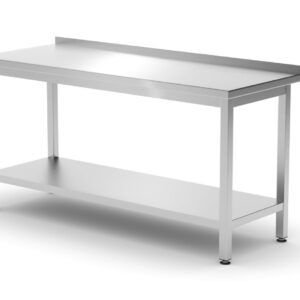 Stół przyścienny z półką – skręcany, głębokość 600 mm, HENDI, Profi Line, 1600x600x850 mm, 1600x600x(H)850mm