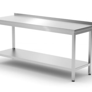 Stół przyścienny z półką – skręcany, głębokość 600 mm, HENDI, Profi Line, 1800x600x850 mm, 1800x600x(H)850mm