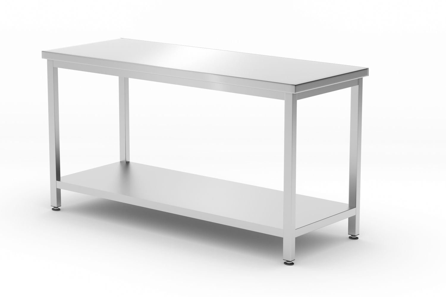 Stół centralny z półką – skręcany, głębokość 600 mm, HENDI, Profi Line, 1600x600x(H)850mm