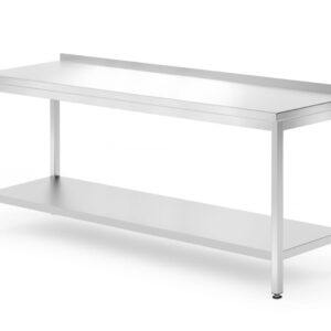 Stół przyścienny z półką – skręcany, głębokość 700 mm, HENDI, Profi Line, 1800x700x850 mm, 1800x700x(H)850mm