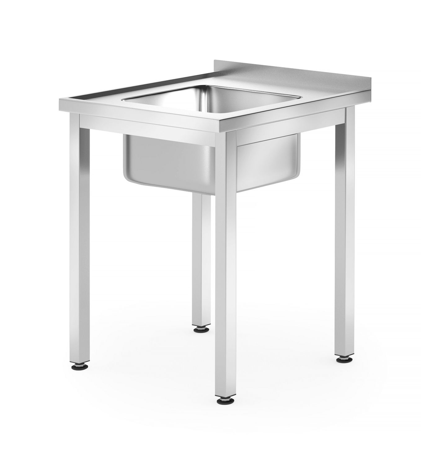 Stół ze zlewem – skręcany, głębokość 700 mm, HENDI, Profi Line, Lokalizacja komory - pośrodku, 600x700x(H)850mm