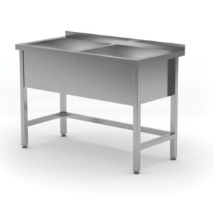 Stół z basenem, spawany, dwukomorowy, HENDI, Profi Line, 1200x600x850 mm, 2x basen H=300 mm, 1200x600x(H)850mm